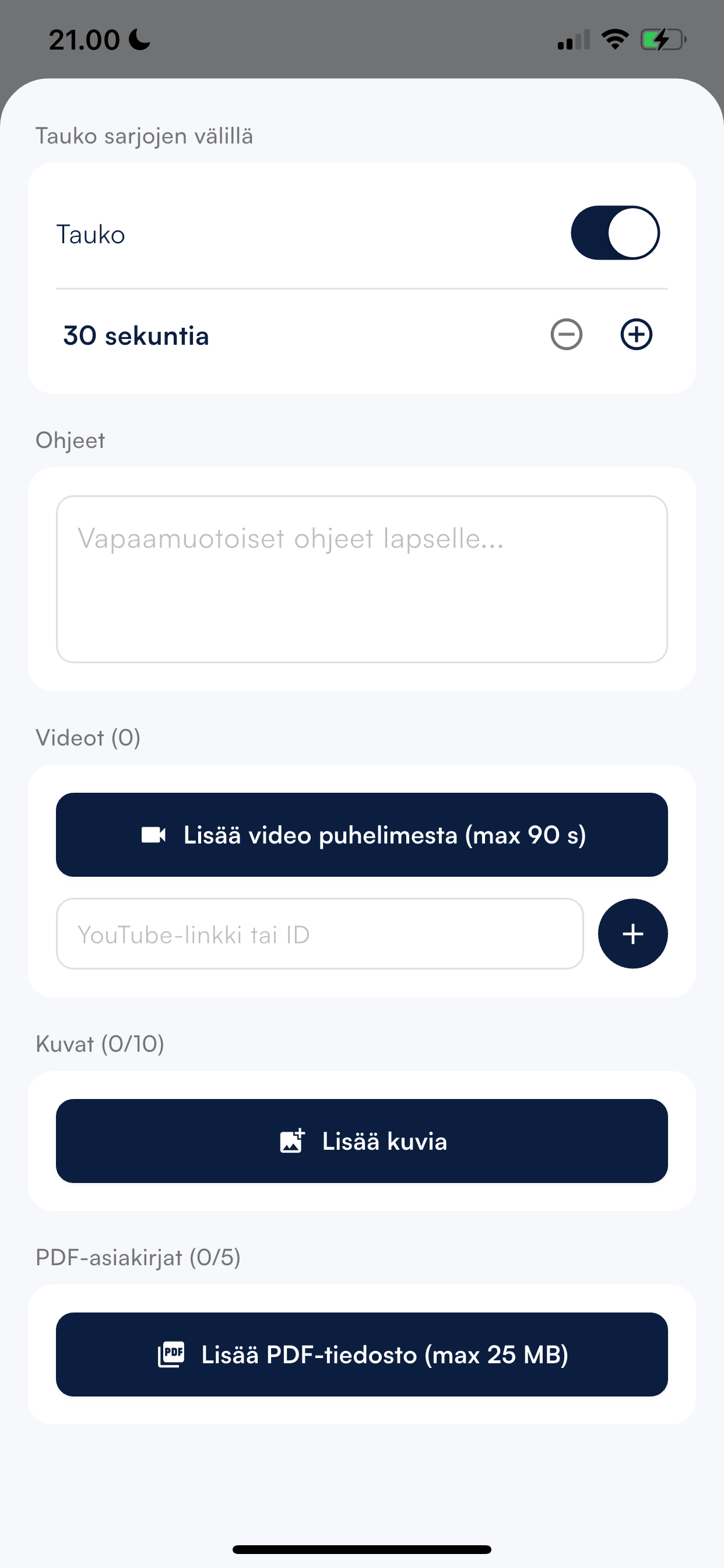 Lisää materiaalit mukaan.
